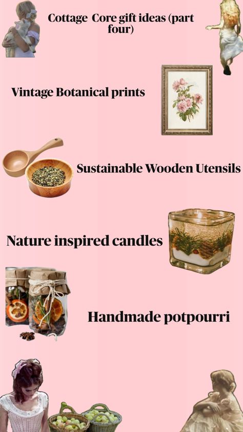 #Cottage Core gift ideas #cottagecore#cottagecoregift#aesthetic#cottagecoregirl#beautifulcottagecore#lovecottagecore Cottage Core Hobbies, Cottagecore Life, Cottagecore Living, Vintage Botanical Prints, Candle Inspiration, Wooden Utensils, Vintage Botanical, Handmade Candles, Cottage Core