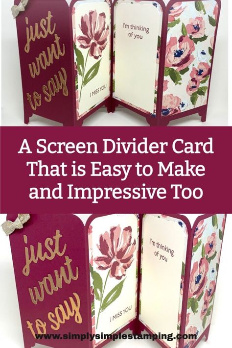 Screen Card Template, Screen Cards Tutorial, Screen Cards Ideas, Slim Cards, Screen Divider, Screen Cards, Accordion Cards, Fancy Fold Card Tutorials, Card Making Templates