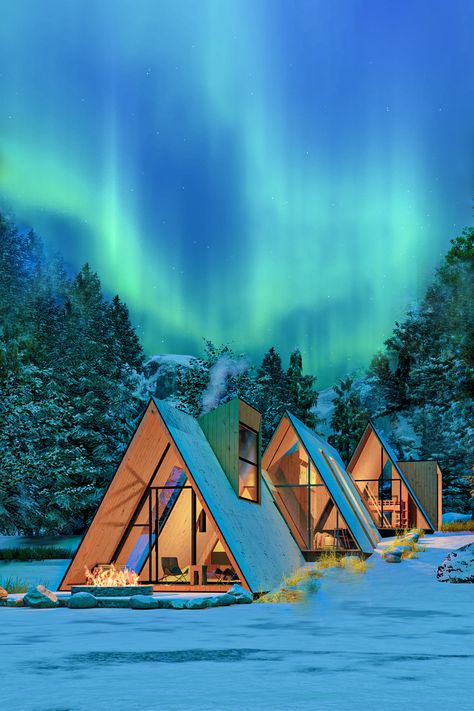 Northern House, Alaska House, Moving To Alaska, Triangle House, Off Grid House, Camping Pod, Hillside House, Mountain Cottage, Northern Lights (aurora Borealis)