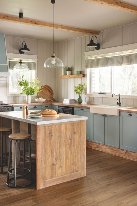 Pair earthy hues with rustic timber tones for a country style kitchen with character. Explore this gallery for inspo! Kitchen Wall Color Ideas, Kitchen Wall Color, Australian Farmhouse, Kaboodle Kitchen, Wall Color Ideas, Earthy Kitchen, Flatpack Kitchen, Kitchen Vibes, Kitchen Farm