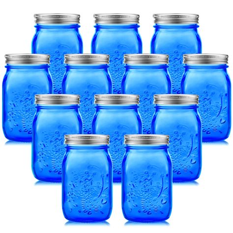 PRICES MAY VARY. Sufficient Quantity: you will get 12 pieces of 32 oz glass jars with lids in dark blue color, enough quantity for your use in daily life and important occasions, and you can also share some with others, will be your helper in the kitchen and many occasions Proper Capacity to Use: each of these canning jars has a capacity of 32 oz, allowing you to store various food and spices, such as nuts, candies, and beans; Please do not put too hot or cold water into it Safe to Apply: mason Christmas Diy Crafts, Colored Mason Jars, Blue Mason Jars, Making Glass, Canning Jar, Glass Jars With Lids, Glass Mason Jars, Diy Decor Crafts, Kitchen Canisters