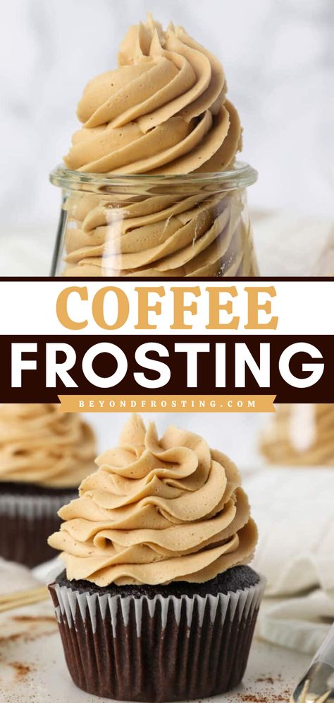 An easy sweet to make with only 5 ingredients! This yummy dessert recipe will take your favorite treats up a notch. Full of rich espresso flavors, this coffee buttercream frosting is the BEST. Check out the many ways to use this perfect coffee frosting! Coffee Frosting Recipe, Best Frosting Recipe, Coffee Frosting, Retro Desserts, Coffee Buttercream, Frosting Recipes Easy, Postre Keto, Cake Frosting Recipe, Homemade Frosting