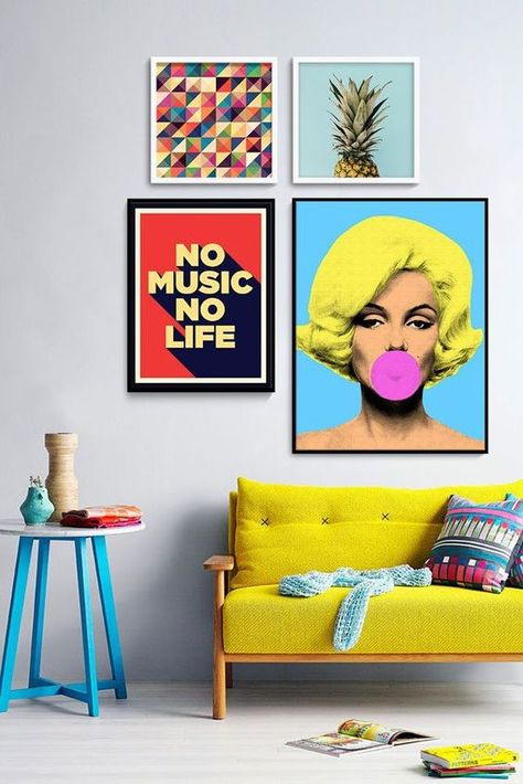 What is Hot on Pinterest: Pop Art Home Décor!<span class="wtr-time-wrap after-title"><span class="wtr-time-number">2</span> min read</span> Pop Art Design Interior, Pop Art Home Decor, Pop Art Decor, Memphis Design, Pop Art Design, Happy Design, Style Deco, Pop Design, Interior Design Art