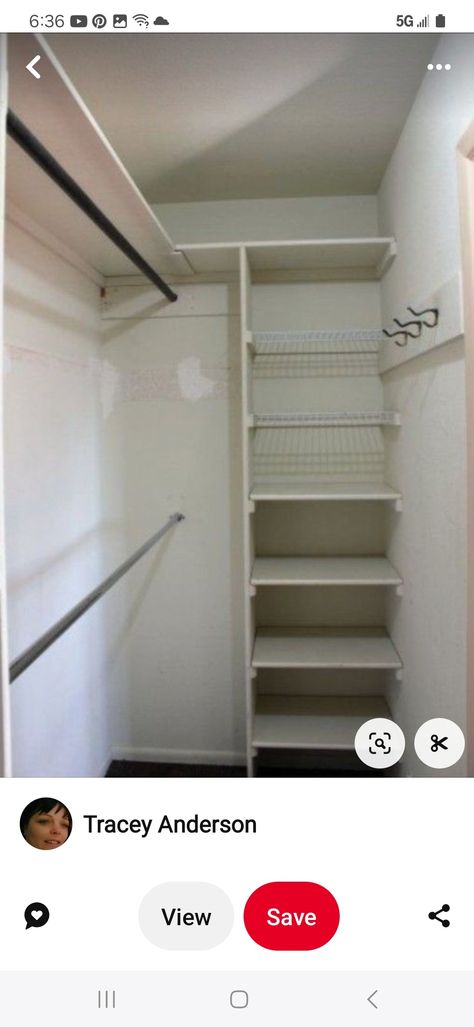 Small Deep Closet, Long Narrow Closet, Small Walkin Closet, Narrow Closet Design, Small Walk In Closet Organization, Narrow Closet, Walk In Closet Small, Deep Closet, Small Walk In Closet