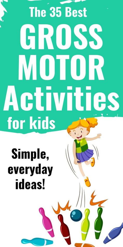 This is a list of 35 of the absolute best gross motor activities for kids in preschool and kindergarten. Build gross motor skills with these simple physical activities for preschoolers. Fun indoor and outdoor gross motor activities for preschoolers; gross motor activities for toddlers; gross motor skills activities; gross motor skills for preschoolers; gross motor games; gross motor ideas. Preschool Gross Motor Activities Indoor, Gross Motor Skills For Preschoolers, Outdoor Gross Motor Activities, Motor Skills For Preschoolers, Toddler Gross Motor Activities, Gross Motor Skills Activities, Gross Motor Activities For Preschoolers, Gross Motor Activities For Kids, Physical Activities For Preschoolers