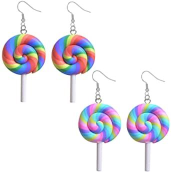 Rainbow Lollipop, Ice Cream Earrings, Ear Pins Earrings, Candy Ice Cream, Kawaii Candy, Rainbow Lollipops, Cream Earrings, Ice Cream Candy, Cleaning Silver Jewelry