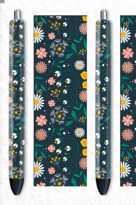 Floral Pen Wraps Cow Pen, Epoxy Pens, Apple Pen, Pen Wraps, Beaded Pens, Arte Disney, Vector Cut Files, Glitter Pens, Vector Cut