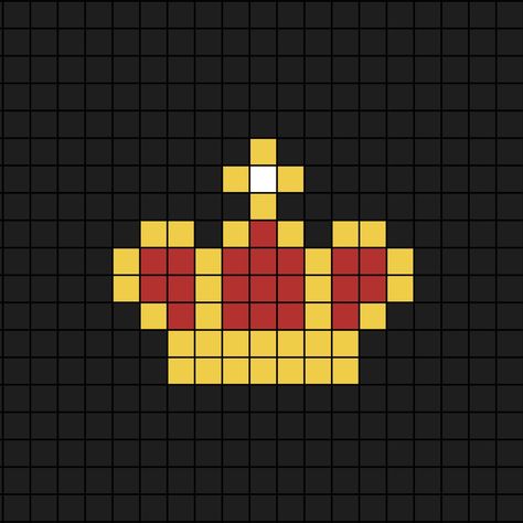 A small pixel art template of the royals' crown (red and gold) by Happy-Panda-4-13. Crown Pixel Art, Small Pixel Art Ideas, Pixel Art Pattern Easy, Pixel Art Facil, Pixel Art Small, Small Pixel Art, Griffonnages Kawaii, Pixel Art Minecraft, Piskel Art