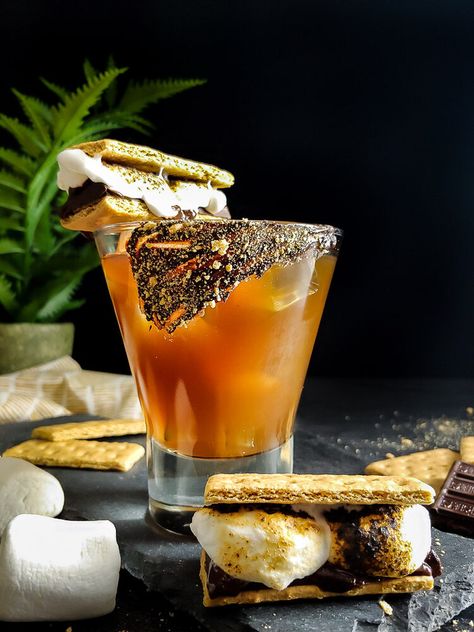 Fall Old Fashioned Cocktail, Marshmallow Syrup Recipe, Magical Cocktails, Marshmallow Syrup, Chocolate Bitters, Orange Simple Syrup, Cinnamon Simple Syrup, Smores Bar, Yummy Cocktails