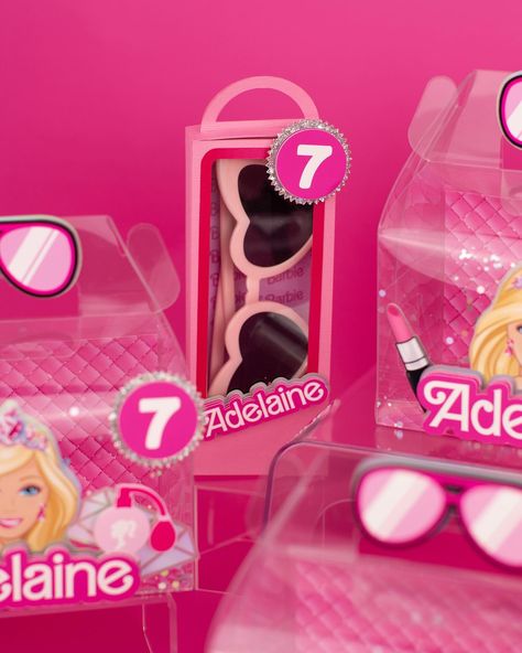 This Barbie Order includes… Clear Gable Boxes Sunglasses Boxes #barbiepartyboxes . . . . . . . . . . . . #americangirlparty #sunglassesbox #partyfavorsforkids #partyfavor #birthdaygirl #barbieparty #customparty #kidspartyplanner #kidsbirthdayideas #kidspartydecor #partyinspo #favorboxes #kidsparties #barbiemalibu #aliceinwonderlandparty #fiestaspersonalizadas #encantobirthday #mariobrossparty #barbiepartytheme #barbiebirthdayparty #fairybirthday #twottifruitybirthdayparty #behindthescene... Twotti Fruity, American Girl Parties, Kids Party Planner, Barbie Birthday Party, Sunglasses Box, Gable Boxes, Fairy Birthday, Alice In Wonderland Party, Barbie Party