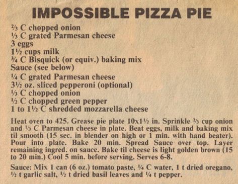 Impossible Pizza Pie, Impossible Pie Bisquick, Bisquick Pizza, Bisquick Mix Recipe, Impossibly Easy Cheeseburger Pie, Pizza Pie Recipe, Impossible Pie, Cheeseburger Pie, Bisquick Recipes