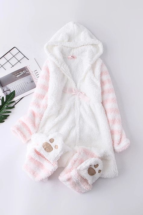 Japanese Winter Women Onesie Pajamas Kawaii Cat Lovely Ear Long Sleeve Pink One Piece Sleepwear Female Casual Cute Homewear Girl| | - AliExpress Kawaii Sleepwear, Pajamas Kawaii, Kawaii Pajamas, Cat Onesie, Pink Onesie, Cat Pajamas, Pink One Piece, Onesie Pajamas, Kawaii Cat