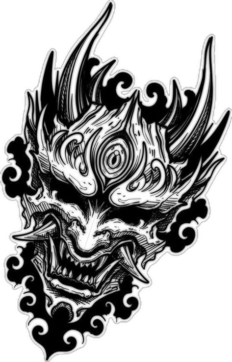 Hannya Maske Tattoo, Hannya Maske, Mascara Oni, Geometric Tattoo Sleeve Designs, Oni Mask Tattoo, Oni Tattoo, Hannya Mask Tattoo, Samurai Tattoo Design, Sigil Tattoo