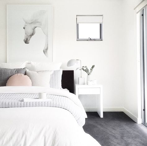 @thehiredhome                                                                                                                                                                                 More Grey Carpet Bedroom, Carpet Diy, Dark Carpet, Carpet Bedroom, House Deco, Bedrooms Decor, White Carpet, Grey Carpet, Master Bedrooms