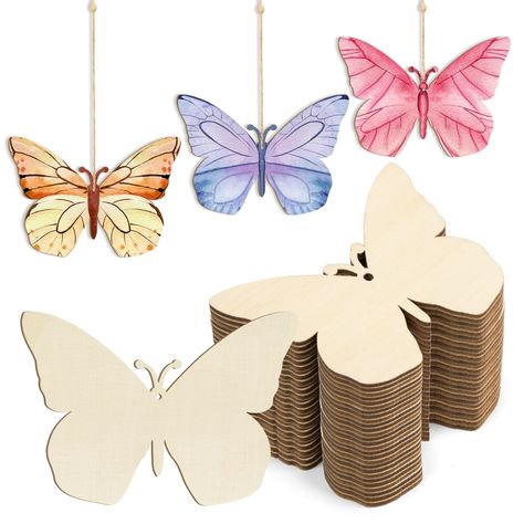 PRICES MAY VARY. UNIQUE SIZE AND SHAPE - They are the perfect size, up to 3.5 inches in length, for painting or making crafts. The cute butterfly shapes add a lot of fun to spring and Easter. HIGH QUALITY - Blank wooden spring ornaments are beautifully shaped and have hanging decorative details on top (come with string). Blank designs give you a variety of options. Both sides are polished and the burnt edges are smooth and flat. EASY TO USE - Blank wood circles are very light and have a smooth s Ornaments To Paint, Spring Ornaments, Butterfly Shapes, Wood Discs, Wooden Butterfly, Butterfly Cutout, Wood Owls, Butterfly Ornaments, Spring Decoration