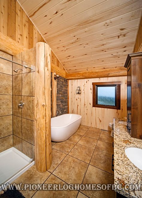 Log Home Bathroom Ideas, Log Cabin Bathroom Ideas, Log Home Bathrooms, Log Home Bathroom, Log Cabin Bathroom, Fabulous Bathrooms, Cabin Homes Interior, Log Home Builders, Cabin Bathroom