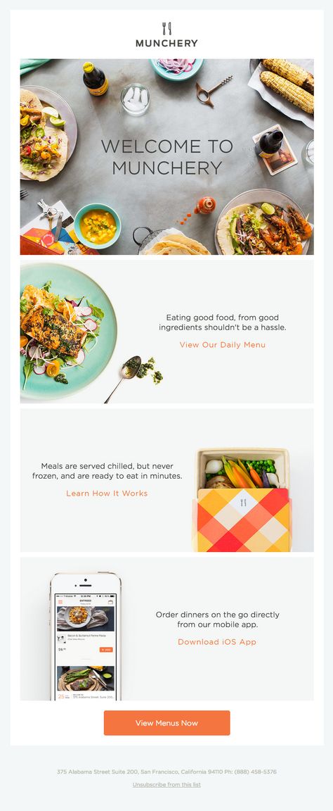 Welcome Aboard! Ready to Eat Better? - Really Good Emails Mail Chimp Templates, Email Layout, Welcome Emails, Email Marketing Inspiration, Email Marketing Design Inspiration, Email Blast, Email Template Design, Responsive Email, Graphisches Design