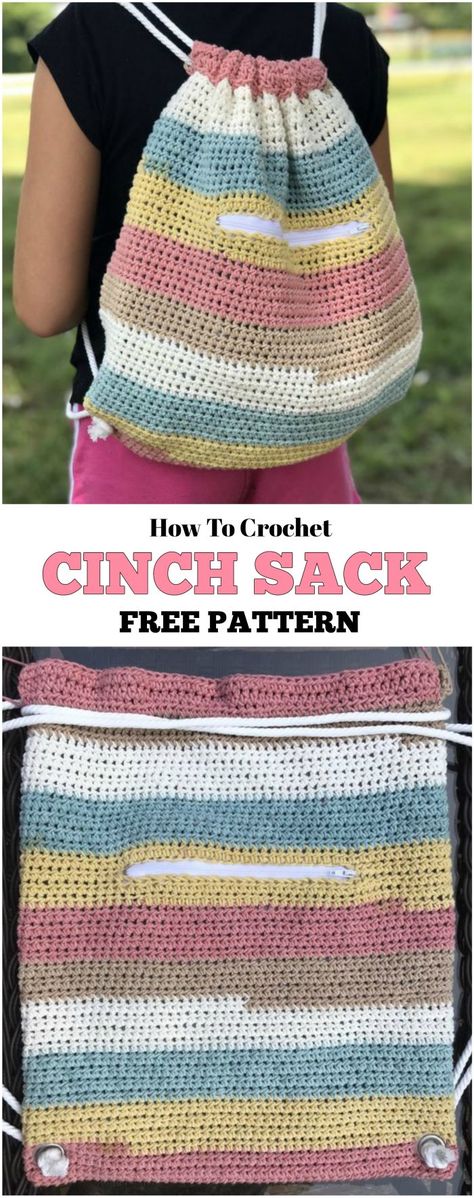 Crochet Colorful Cinch Sack – Free Pattern Crochet Backpack Pattern, Mochila Crochet, Cinch Sack, Crochet Shell Stitch, Crochet Backpack, Crochet Bag Pattern Free, Bag Pattern Free, Backpack Pattern, Sack Bag