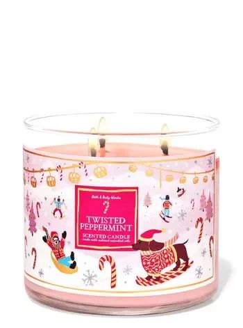 Bath & Body Works Holiday Candle Collection 2021 | POPSUGAR Home Peppermint Candles, Twisted Peppermint, Candle Luminaries, Peppermint Scent, Bath Body Works Candles, Winter Scents, Holiday Candle, 3 Wick Candle, Vanilla Candle