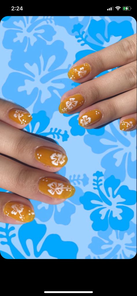 Hawaiin Flowers, Y2k Hibiscus, Hibiscus Nail Art, Hibiscus Nails, Yellow Hibiscus, Ballerina Nails, Flower Nail Art, Beach Nails, Yellow Nails