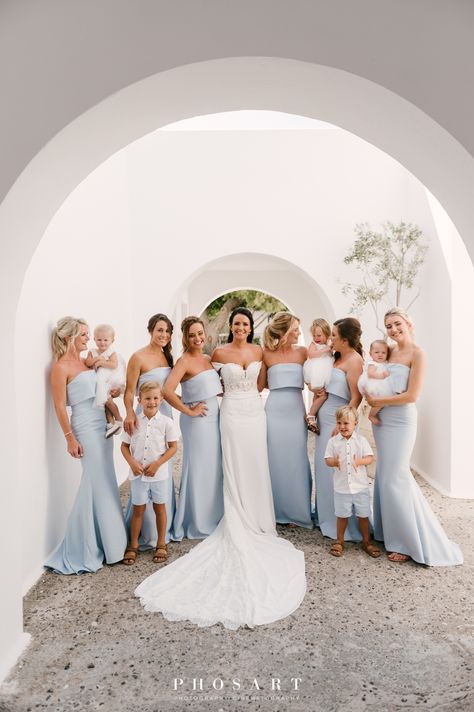 Something blue wedding party dusty blue bridesmaid dresses !Santorini Wedding |Destination Wedding | Greece Wedding | Bridal Gown| Bridal portrait | Elegant bridal party  | Different  | Blue Greek  Island | Something Blue | Bride & Groom | Photos | Something Old, New, Borrowed & Blue | Engagement Ring|#Phosart  #Photography #Cinematography#love #weddingphotography#bridesmaiddress #weddinginvitations#weddingdress #weddinggown #weddinginspo #bride  #weddingstyle  #weddingceremony #weddingday Blue Beach Dress Wedding, Blue Braidmaids Dresses, Blue Formal Bridesmaid Dresses, Sky Blue Satin Bridesmaid Dresses, Greece Wedding Bridesmaid Dresses, Sky Blue Bridesmaids, Pastel Blue Bridesmaids Dresses, Powder Blue Bridesmaid Dress, Wedding Santorini