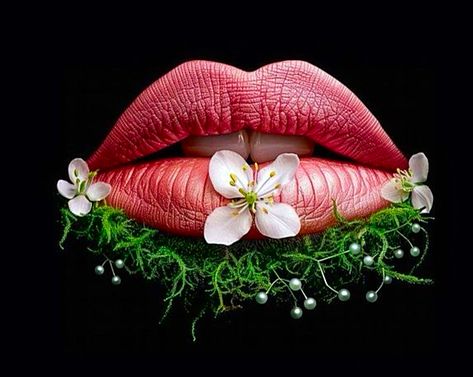 Flower In Mouth, Hell Girl, Sweet Lips, Aesthetic Pics, Lip Art, Aesthetic Pictures, Nature Inspiration, Eye Makeup, Lips