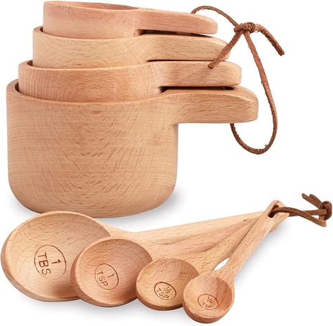 So cute and trendy. I love the look of wood in the kitchen. These would tie a rustic or even modern home together. Measuring Cups And Spoons, Measuring Cups & Spoons, Measuring Cups Set, Spoons Set, Coffee Scoop, Buy Wood, Wood Polish, Kitchen Gift, Spoon Set