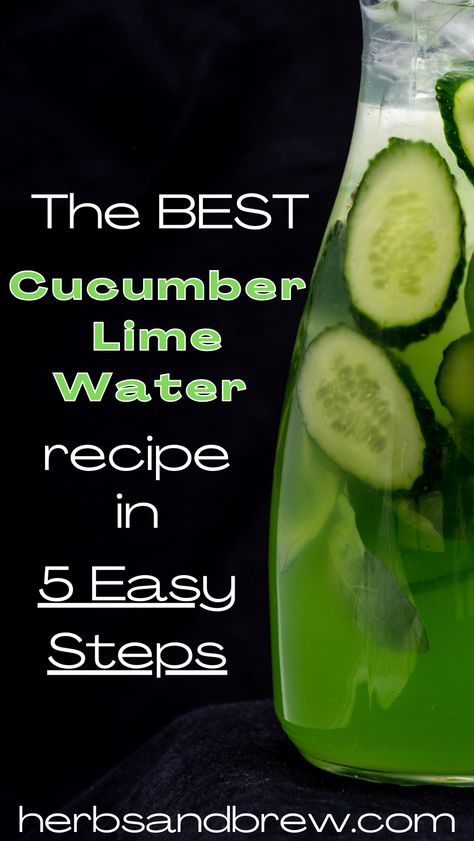 The BEST Cucumber Lime Water Recipe in 5 Easy Steps - Herbs and Brew Cucumber Lime Water Recipe, Cucumber Lime Water, Lime Water Recipe, Cucumber Water Recipe, Spa Water Recipes, Lime Infused Water, Basil Water, Cucumber Infused Water, Cucumber Lemon Water