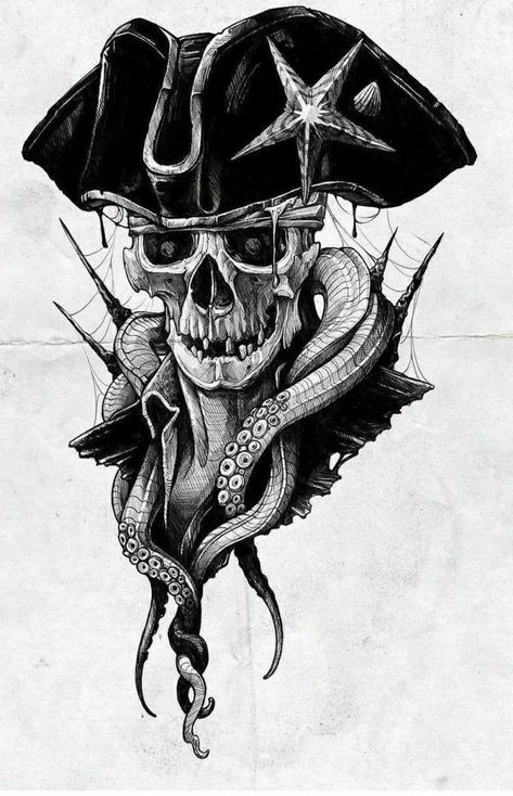 Pirate Skull Tattoos, Ship Tattoos, Skeleton Crew, Inspirational Tattoo, Pirate Tattoo, Stencil Outline, Skull Sleeve Tattoos, Skull Sleeve, Skull Art Drawing