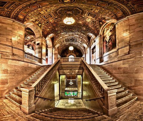 The library's double imperial staircases Woolworth Building, Detroit History, Detroit City, Detroit Institute Of Arts, Detroit Area, Michigan Travel, State Of Michigan, Metro Detroit, Motor City