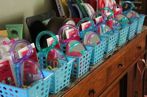 spa birthday party | Spa Day birthday party baskets | savvy crafty Spa Day Birthday Party, Spa Day Birthday, Spa Sleepover Party, Makeup Birthday Party, Makeover Party, Spa Day Party, Kids Spa Party, Spa Party Favors, Dollar Tree Gifts