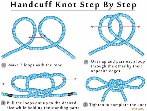 Handcuff Knot Tutorial, Knot Tying Instructions, Half Windsor, Climbing Knots, Camping Knots, Windsor Knot, Knots Guide, Knot Tying, Tie A Knot