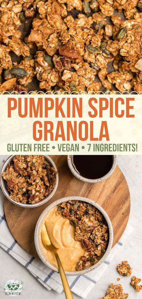 Pumpkin Granola Recipe, Pumpkin Spice Granola, Pumpkin Granola, Vegan Pumpkin Spice, Vegan Granola, Gluten Free Granola, Tofu Scramble, Gluten Free Pumpkin, Healthy Pumpkin