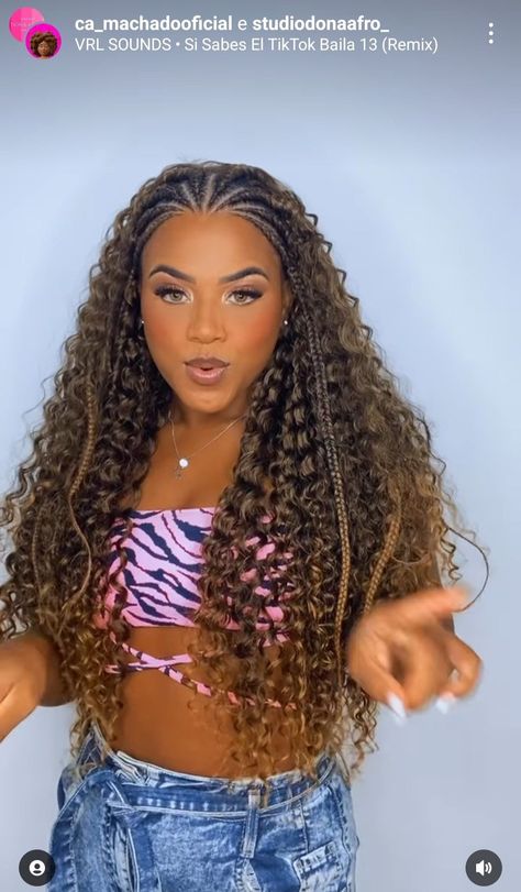 Half Hair Braided Hairstyles Black, Half Braid And Curly Hair, Cornrow Hairstyles Curly Ends, Braids In Front With Curly Hair, Front Braids With Curly Hair Black Women, Braided Hairstyles With Hair Out, Braid Front Crochet Back Hair, Half Braids Half Sew In Weave With Color, Half Braid Crochet Hairstyles