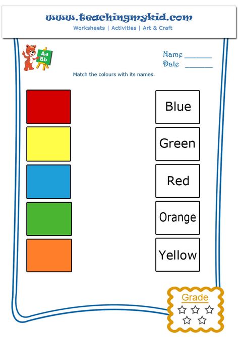 Match the colours with its names – Worksheet – 2 Colours Name Worksheet, Worksheet For Nursery Class, Color Worksheets For Preschool, Fun Worksheets For Kids, English Worksheets For Kindergarten, Kindergarten Letters, 19 Days Manga Español, Free Preschool Printables, Spelling Worksheets