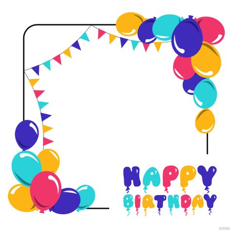 Free Happy Birthday Balloons Border Vector Happy Birthday Border Design, Birthday Borders Frames, Happy Birthday Border, Birthday Border, Card Border, Border Art, Image Border, Image Graphic, Border Vector