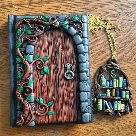 Polymer Journal, Polymer Clay Books, غلاف الكتاب, Art Journal Cover, Clay Fairies, Art Texture, Polymer Clay Projects, Handmade Books, Polymer Clay Creations