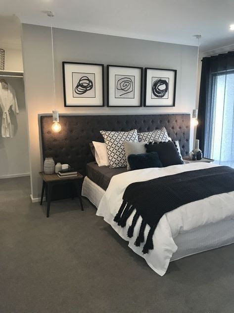 #bedroomdecor #bedroomrefresh #modrenbedroom #idealbedroom #2024 White Bedding With Black Furniture, Modern Bedroom Ideas Black And White, Minimalist Witch Bedroom, Black And Gray Bedroom Ideas Modern, Black Bedroom Decor, Grey Bedroom Decor, Apartment Bedroom Decor, Redecorate Bedroom, Apartment Decor Inspiration