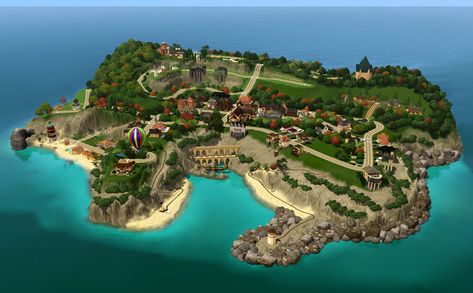 Sims 3 Worlds, Drive In Cinema, Military Bunkers, Isle Of Capri, House Fire, Sims House, Small Island, Sims 4 Custom Content, Spanish Style