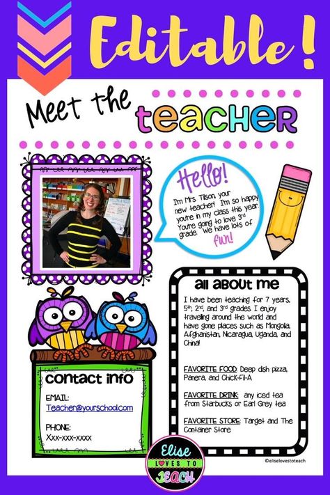 Meet The Teacher Letter Template Teacher Bio Template, Teacher Bio, Sites For Students, Childcare Teacher, Biography Template, Bio Template, School Open House, Meet The Teacher Template, All About Me Preschool