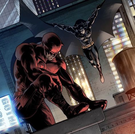 Dc And Marvel Crossover Art, Daredevil Artwork, Daredevil Elektra, Dc Comics Vs Marvel, Marvel And Dc Crossover, Daredevil Art, Daredevil Comic, Marvel Vs Dc, Marvel Comic Universe