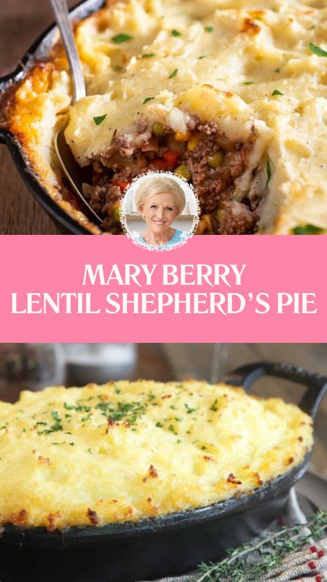 Mary Berry Lentil Shepherd’s Pie French Onion Lentil Shepards Pie, Lentil Shepherds Pie Recipe, Veggie Shepherd's Pie, Vegetarian Shepherd's Pie, Lentil Shepards Pie, Puy Lentil Recipes, Vegetarian Pies, Lentil Shepherds Pie, Lentil Pie