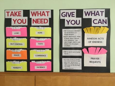 5+ Fantastic Take What You Need Give What You Can Bulletin Board Ideas Take What You Need Board, Easter Bulletin Boards, Work Bulletin Boards, Ra Bulletin Boards, Church Bulletin Boards, موارد بشرية, Take What You Need, Church Bulletin, Bulletin Board Ideas