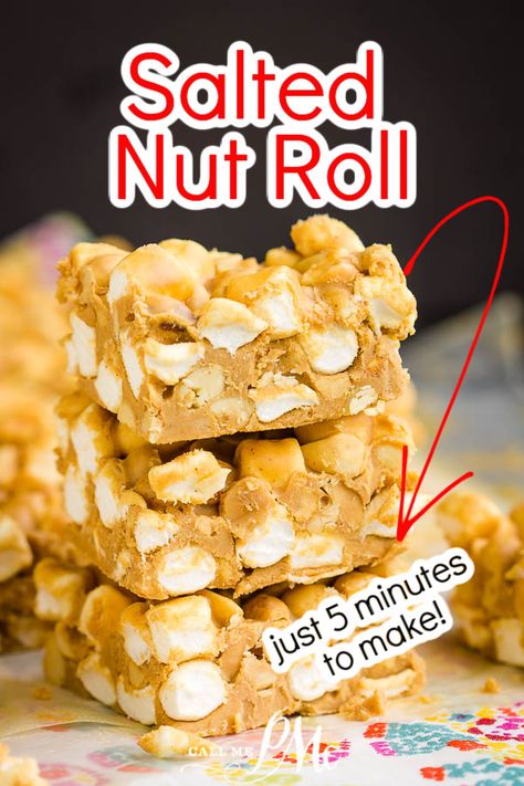 Bars That Travel Well, Sweet Snacks For A Crowd, Nut Goody Bars, Salty Sweet Desserts Easy, Chewy Nut Bars, Salted Peanut Marshmallow Bars, Crunchy Bars Recipe, Salted Nut Roll Fudge, Salted Nutroll Bars