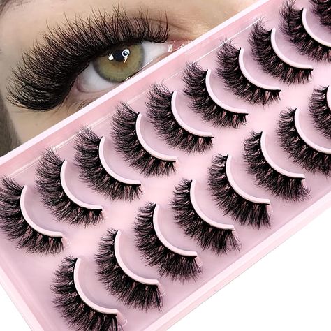 PRICES MAY VARY. These eyelashes use new design to make the lashes more fluffy and vivid, just looks like real mink lashes but totally cruelty free! Multilayer design creates a fluffy, flowing eyelash look.Beautiful price can get gorgeous mink effect! These vegan eyelashes are made of imported synthetic fibers, which is called faux mink lashes, softer and lightweight, feel like our own natural lashes. HBZGTLAD lashes are 100% hand knotted. Durable and flexible bands make it easy and comfortable Long Lashes Natural, Lashes Amazon, Eye Makeup Tools, Lashes Natural, Lashes False, Faux Mink Lashes, Natural Eye Makeup, 3d Mink Lashes, Eye Lashes