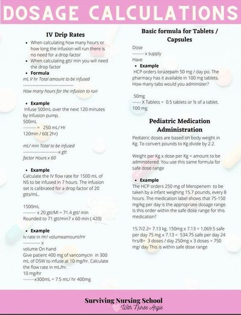 Dosage Calculations #nursingstudent #nurse #resources - Image Credits: Angela Renee Pharmacy School Study, Pharmacy Technician Study, Nursing Math, Medical Math, Study Sheet, Nursing Study Tips, Dosage Calculations, Medical Assistant Student, Nursing School Essential