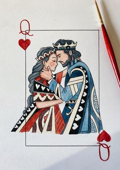 Wall Art Watercolor, King And Queen, Arte Sketchbook, Dessin Adorable, Diy Canvas Art Painting, Mini Canvas Art, Fantasy Illustration, Book Art Drawings, Art Drawings Sketches Simple