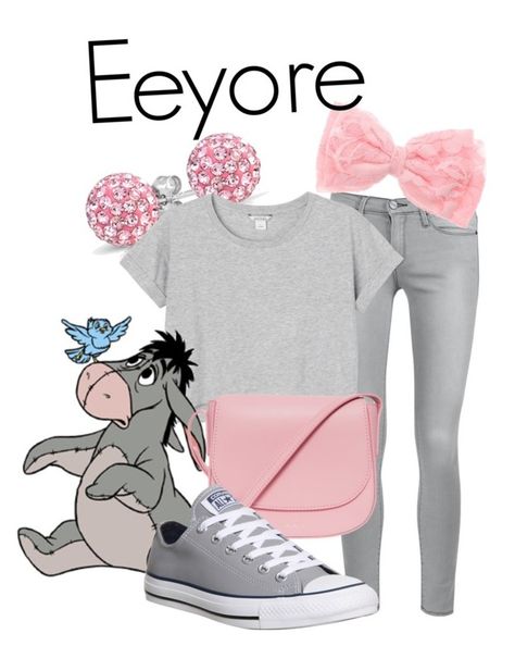 "Eeyore" by claudi-victoria on Polyvore featuring Frame Denim, Bling Jewelry, Monki, Mansur Gavriel and Converse Disney Bounding Eeyore, Eeyore Disneybound, Mnsshp 2024, Disneybound Outfits Casual, Character Bounding, Disneyland Dress, Disneybounding Ideas, Disney Princess Inspired Outfits, Disney Bound Outfits Casual