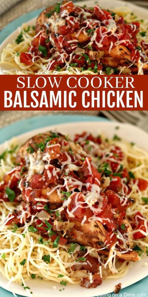 crockpot. Balsamic Chicken Slow Cooker, Recipes Using Pomegranate Balsamic Vinegar, Shredded Balsamic Chicken, Crockpot Balsamic Chicken Recipes, Balsamic Chicken Crockpot Recipes, Chicken Diced Tomatoes Recipe Crockpot, Crockpot Recipes Clean, Crock Pot Balsamic Chicken, Crockpot Chicken Tomato Recipes