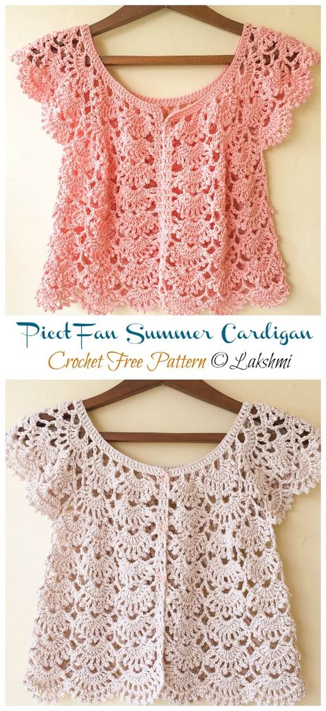 Short Sleeve Lace Cardigan Crochet Free Patterns - Crochet & Knitting Blouse Aesthetic, Bolero Haken, Lace Top Patterns, Crochet Shrugs, Sweaters Crochet, Crochet Blouse Pattern, Tops Outfit, Crochet Jacket Pattern, Adorable Clothes